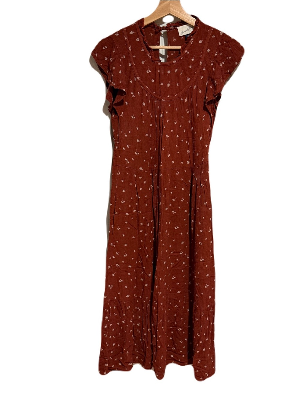 Rust Floral Cap-Sleeve Maxi Dress - Universal Threads